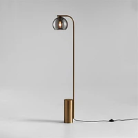 Arren Brass Floor Lamp with Silver Round Shade 56"