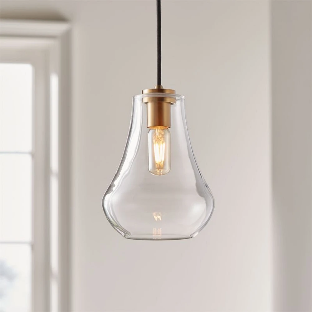 Arren Brass Single Pendant Light with Clear Teardrop Shade