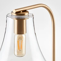 Arren Brass Table Lamp with Clear Teardrop Shade 22.25"