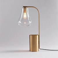 Arren Brass Table Lamp with Clear Teardrop Shade 22.25"