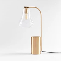 Arren Brass Table Lamp with Clear Teardrop Shade 22.25"