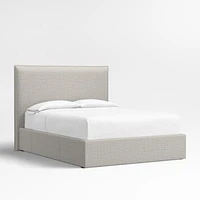 Arvada 54" Mist Grey Upholstered King Headboard with Storage Bed Base