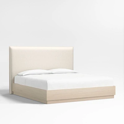 Arvada 54" Upholstered King Headboard with Batten Oak Bed Base