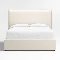 Arvada 54" Ivory Upholstered Queen Headboard with Storage Bed Base