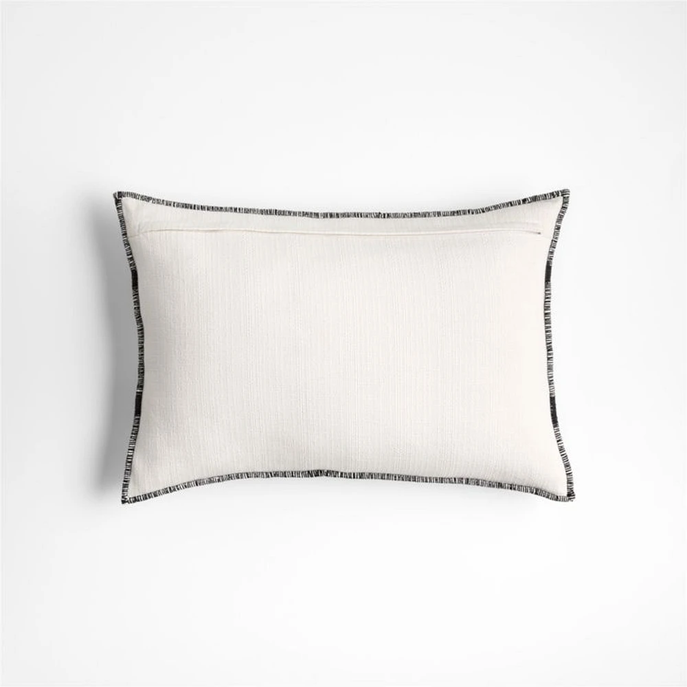 Ashi Painterly Organic Cotton 22x15 Arctic Ivory Throw Pillow Cover