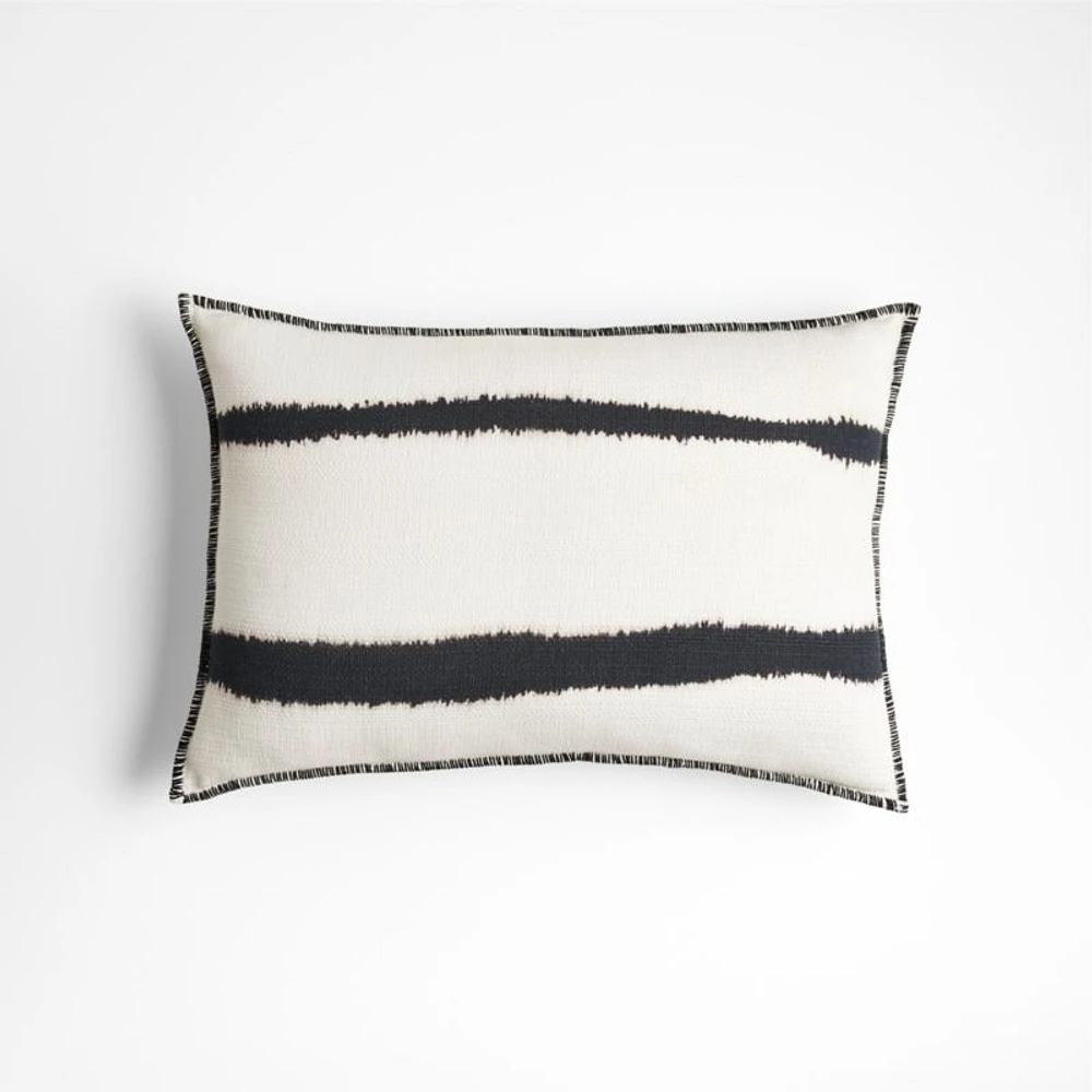 Ashi Painterly Organic Cotton 22x15 Arctic Ivory Throw Pillow Cover