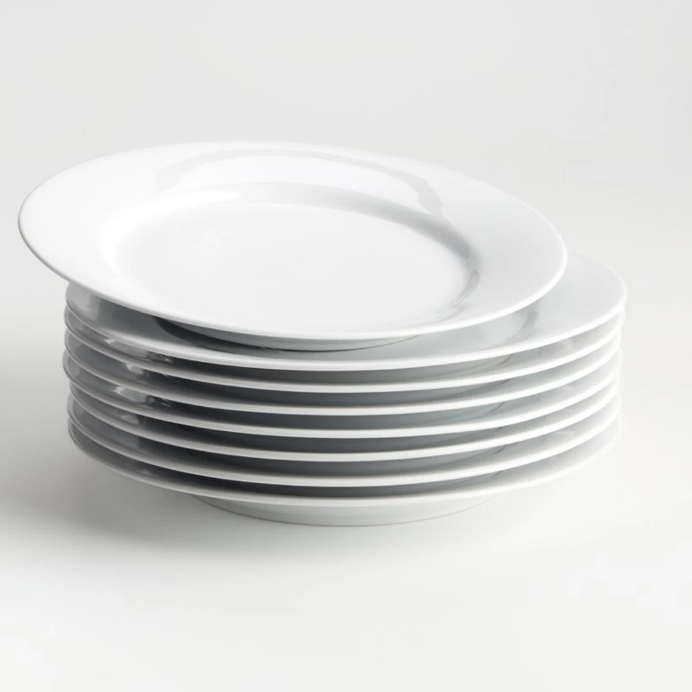 Aspen Rimmed Porcelain Dinner Plates, Set of 8
