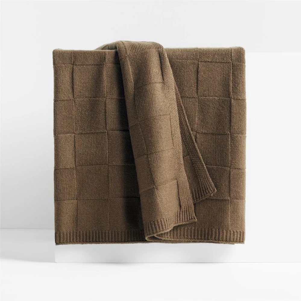 Atticus Square Knit Pindo Brown Throw by Jake Arnold