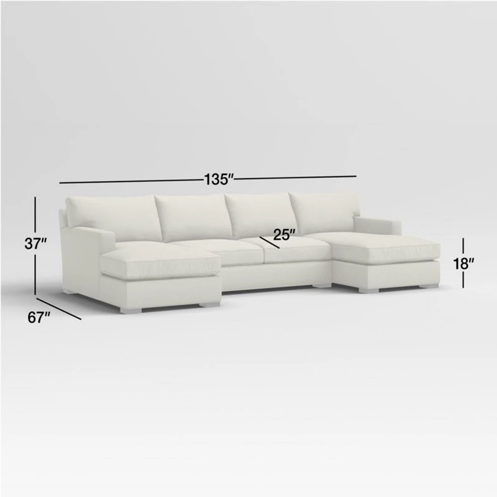 Axis 3-Piece U-Shaped Sectional Sofa with Double Chaise Lounge