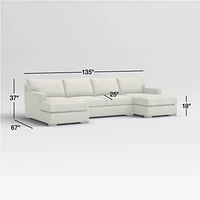 Axis 3-Piece U-Shaped Sectional Sofa with Double Chaise Lounge