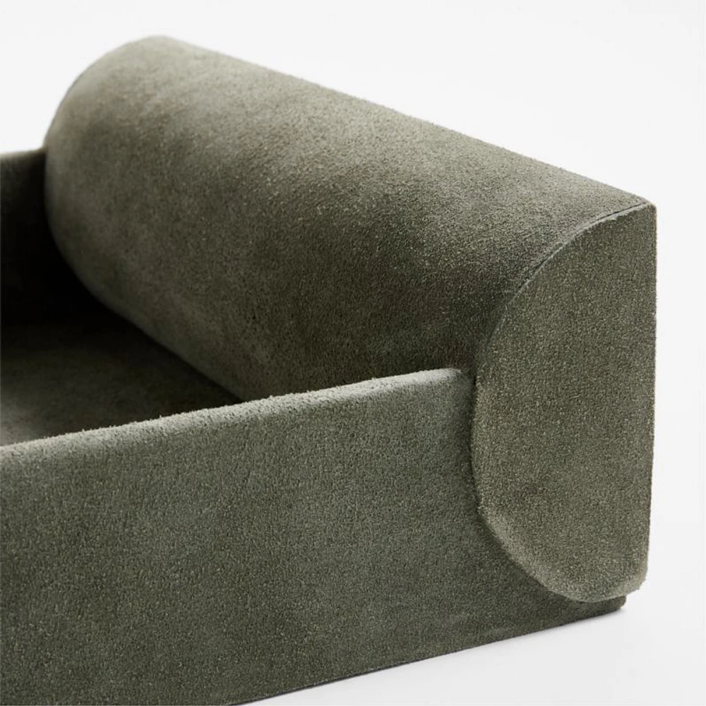 Ruff Green Suede Decorative Tray 12" by Brigette Romanek