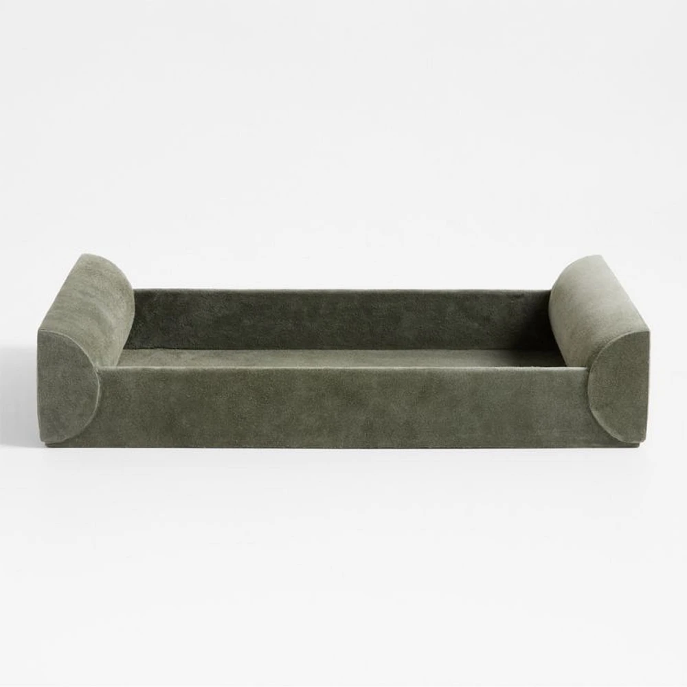 Ruff Green Suede Decorative Tray 12" by Brigette Romanek