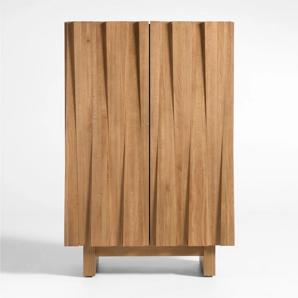 Tower 32" Light Brown Oak Wood Bar Cabinet by Brigette Romanek