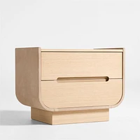 Venice 28.5" Leather and Oak Wood Nightstand by Brigette Romanek
