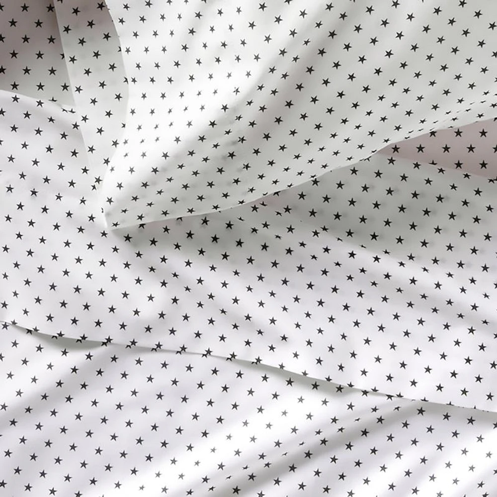Modern Star Kids Organic Brushed Cotton Black and White Sheet Set Full
