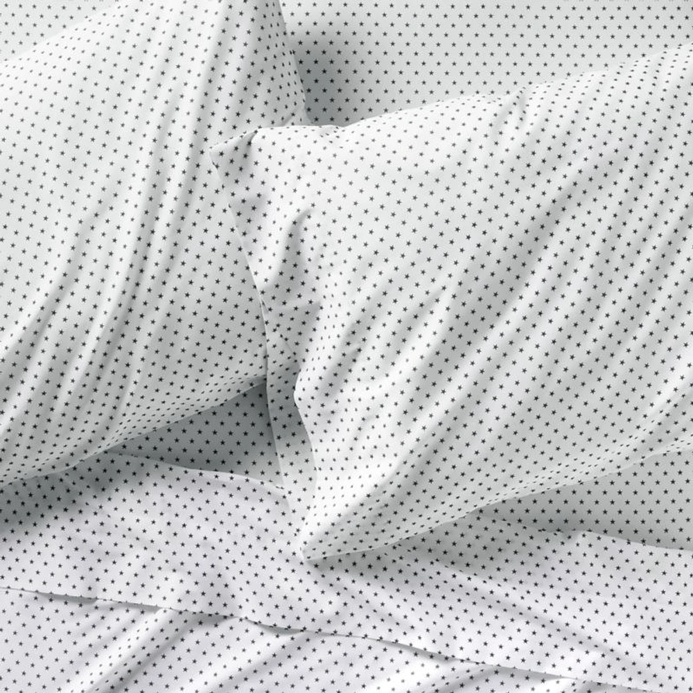 Modern Star Kids Organic Brushed Cotton Black and White Sheet Set Queen