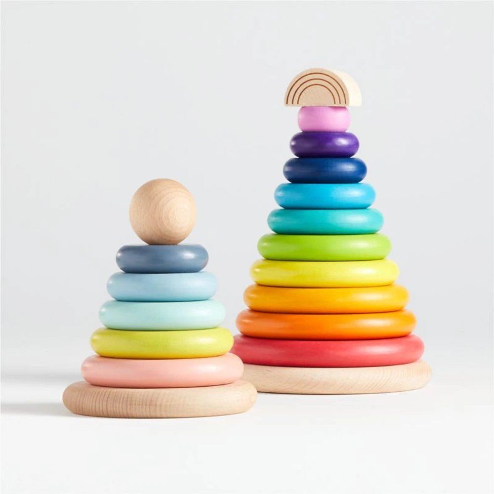 Small Rainbow Wooden Baby Stacking Ring