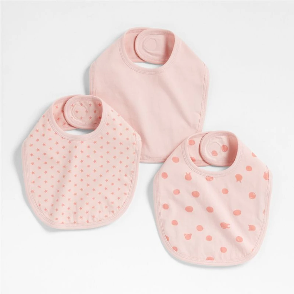 Baby's First Organic Jersey Pink Baby Bibs, Set of 3