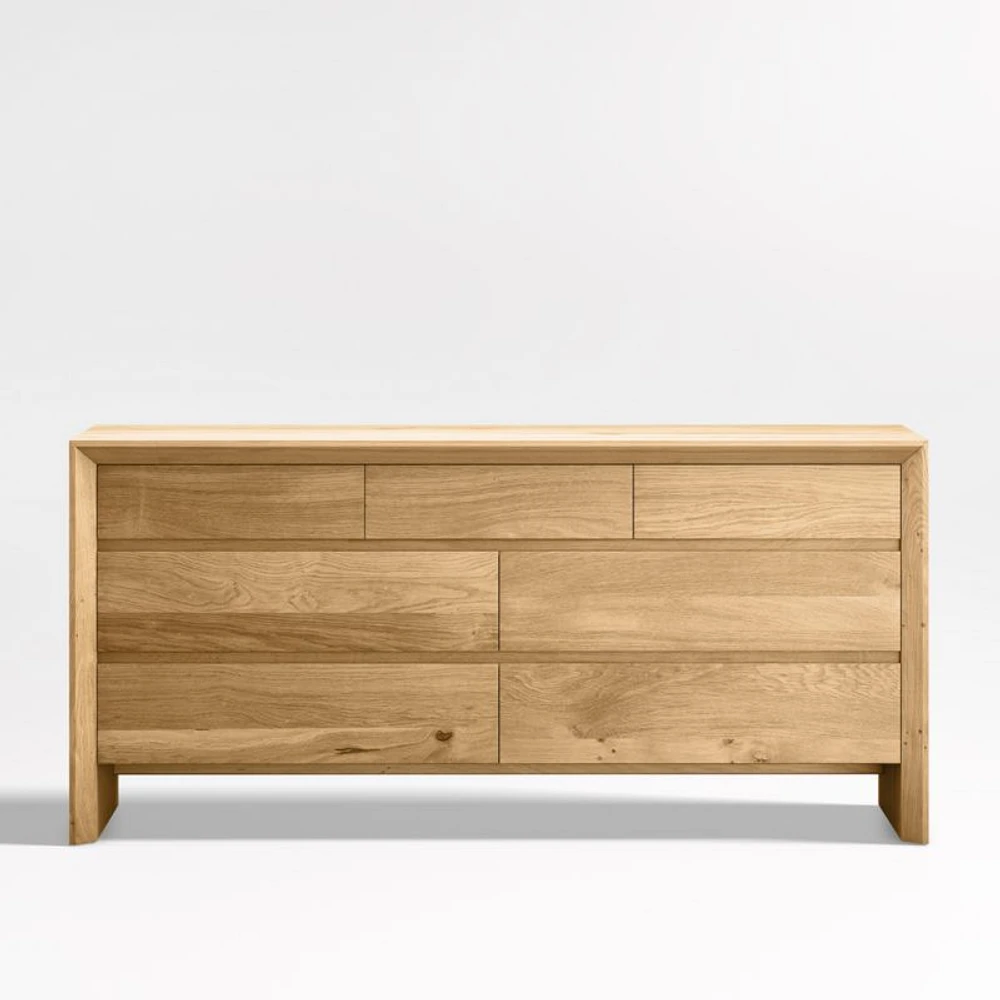 Baja 68" White Oak Wood 7-Drawer Dresser