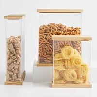Rectangular Acrylic Kitchen Pantry Storage Container with Bamboo Lid