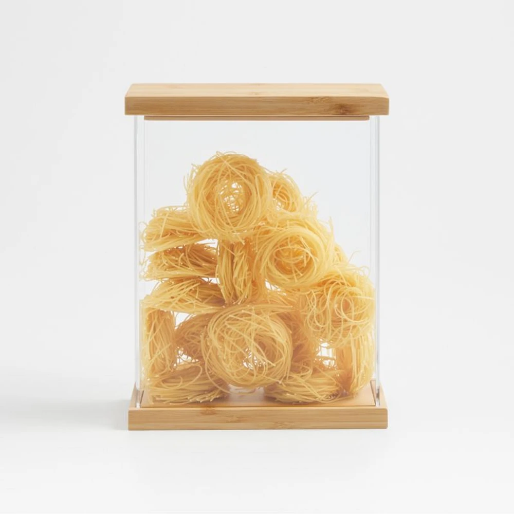 Rectangular Acrylic Kitchen Pantry Storage Container with Bamboo Lid