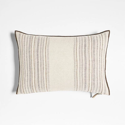 Bande Ivory Textured Stripe 22x15 Throw Pillow Cover