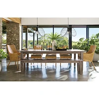 Basque 48" Light Brown Wood Bench with Natural Cushion