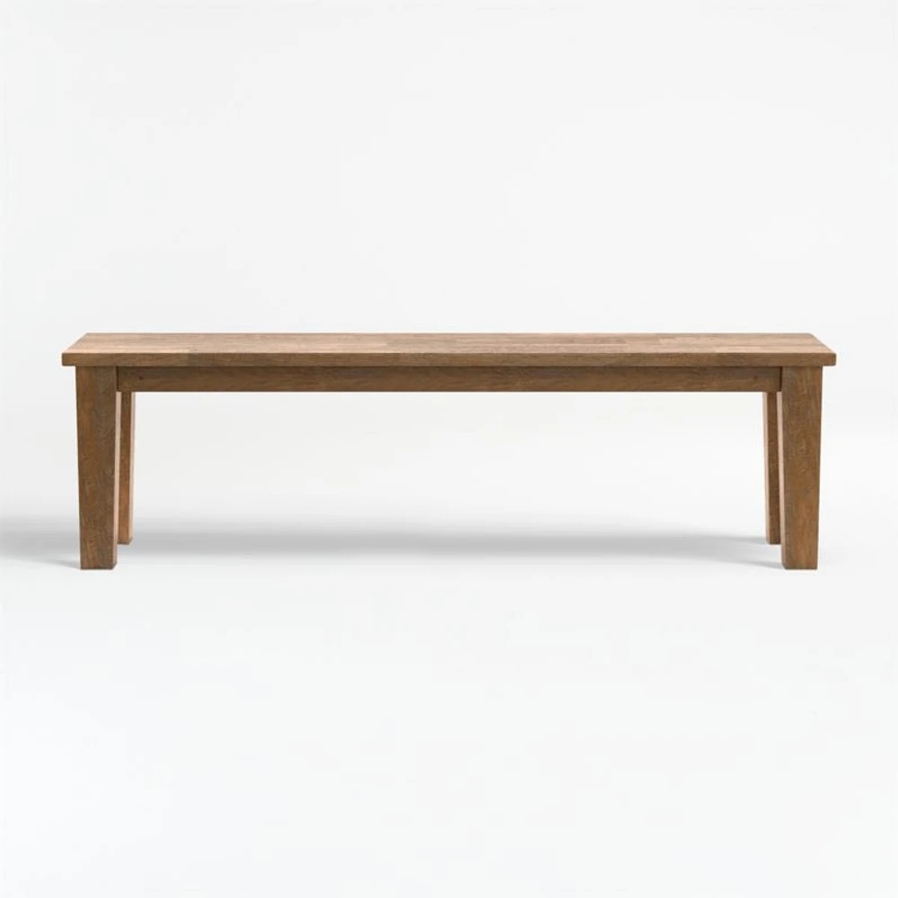 Basque 48" Light Brown Wood Bench with Natural Cushion