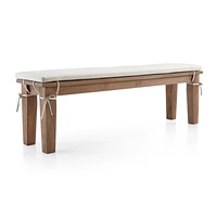 Basque 48" Light Brown Wood Bench with Natural Cushion
