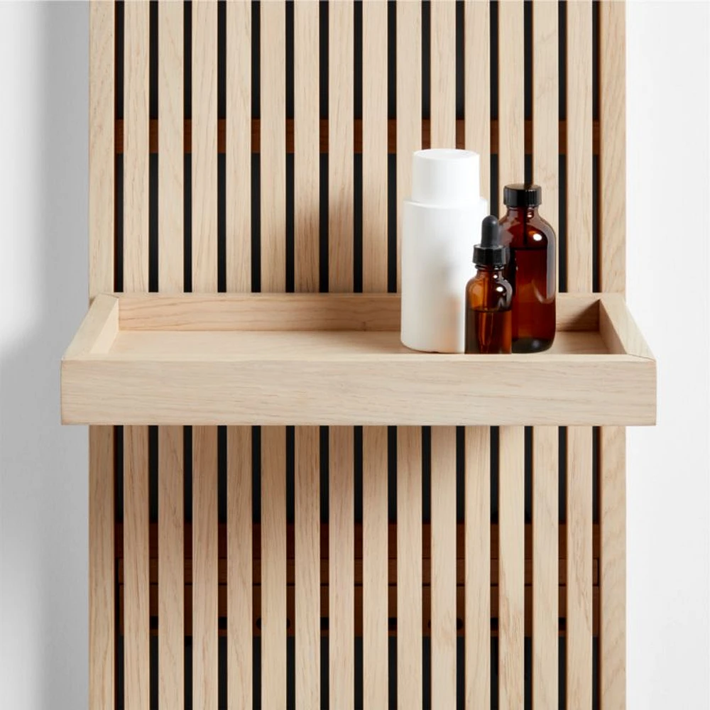 Batten 16" White Oak Wood Bath Wall Shelf