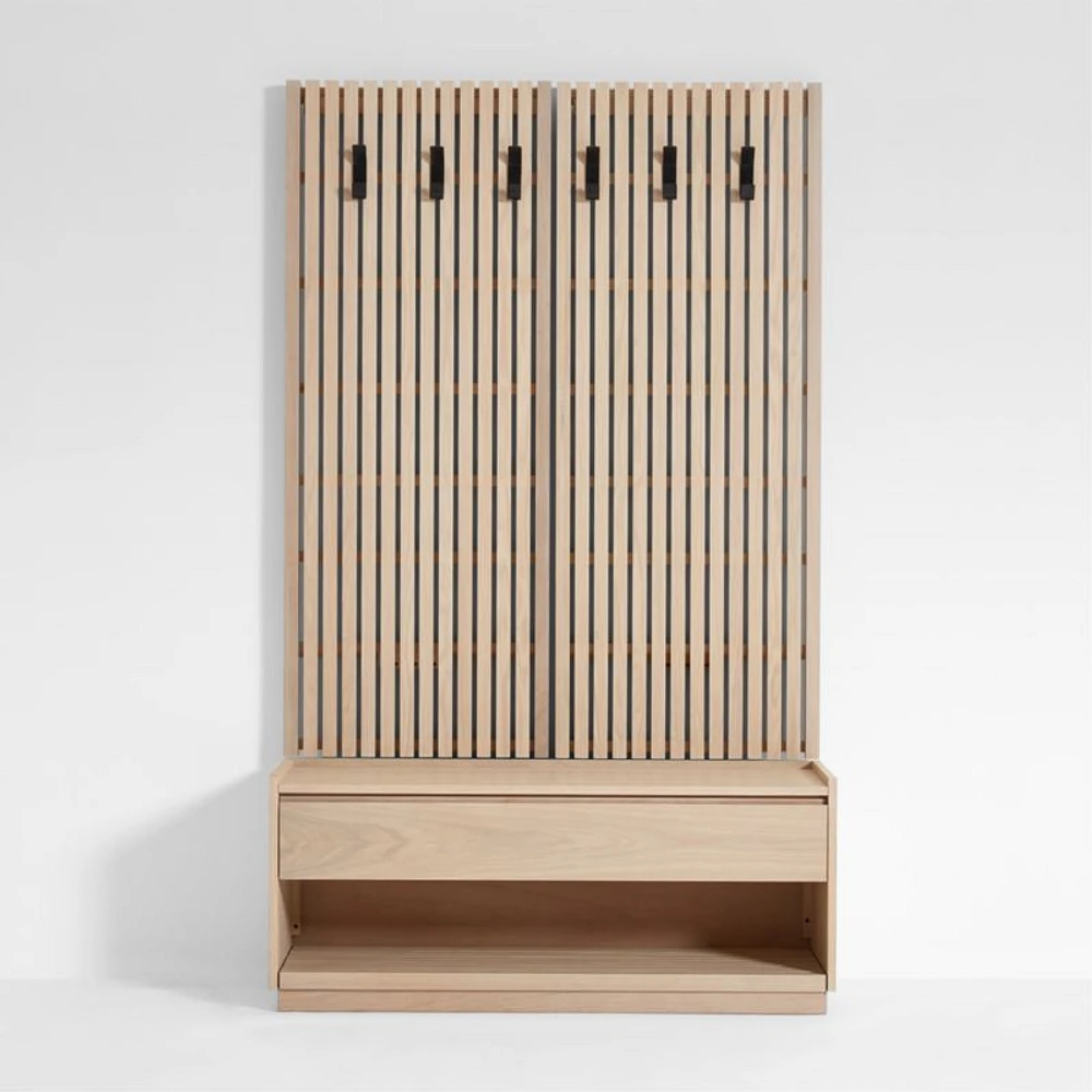 Batten 47.5" White Oak Storage Bench and Panel Set
