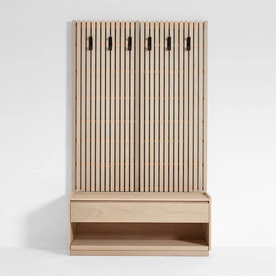 Batten 47.5" White Oak Storage Bench and Panel Set