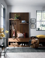 Batten Brown Oak Storage Bench