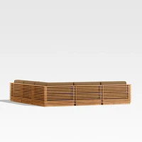 Batten Natural Teak -Piece L-Shaped Outdoor Sectional Sofa with Cast Teak Brown Sunbrella ® Cushions