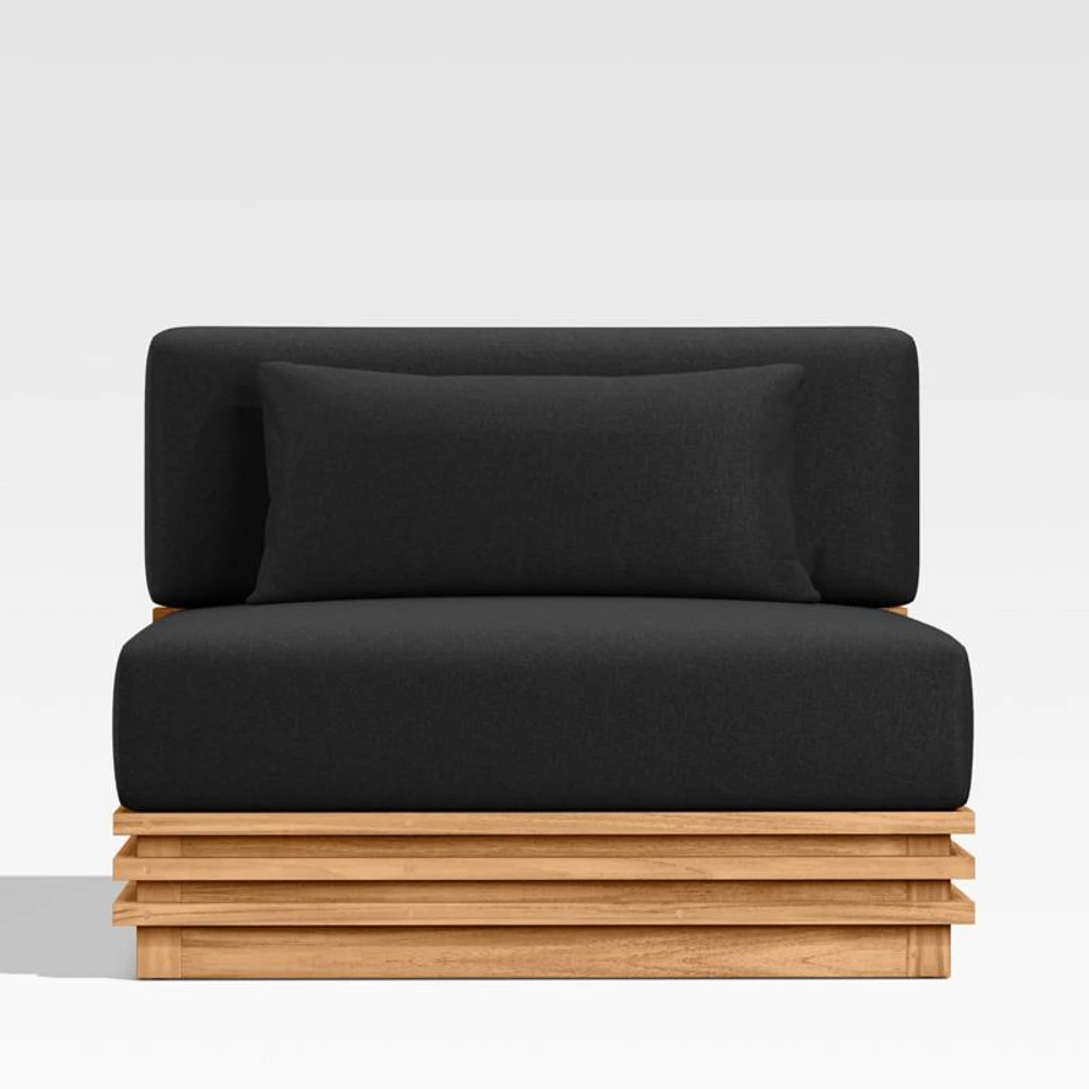 Batten Natural Teak Outdoor Armless Chair with Canvas Black Sunbrella ® Cushions