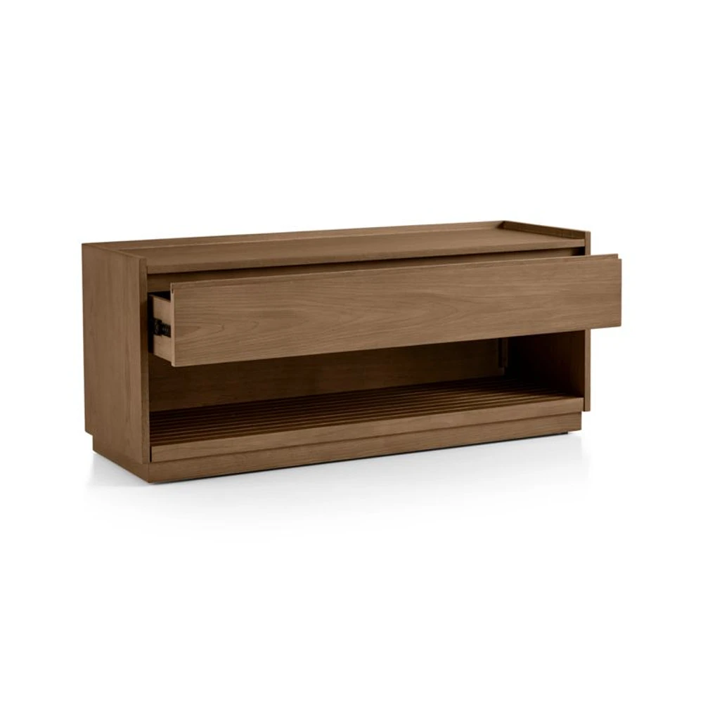 Batten Brown Oak Storage Bench