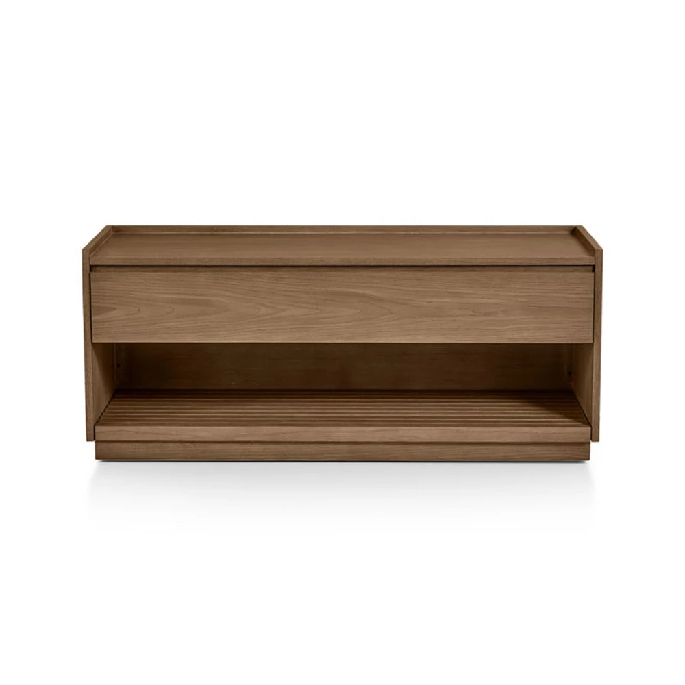 Batten Brown Oak Storage Bench