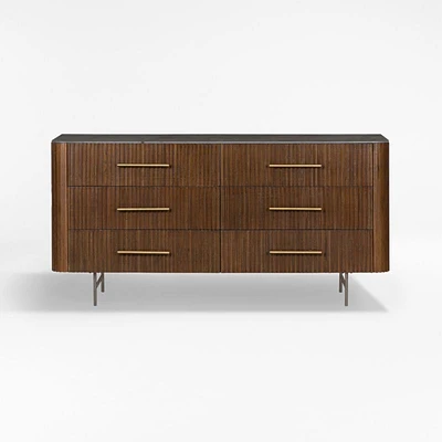 Baylor 64.5" Brown Oak 6-Drawer Dresser