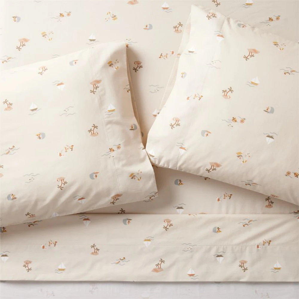 Stay Cool Beach Scene Organic Cotton Kids Twin Sheet Set
