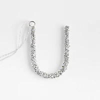 Silver Beaded Monogram "U" Letter Christmas Tree Ornament