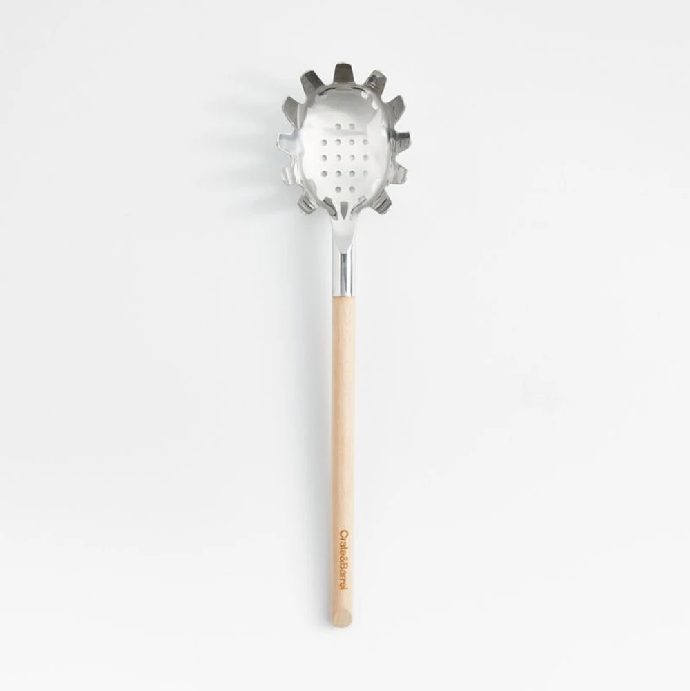 Crate & Barrel Beechwood and Stainless Steel Pasta Spoon