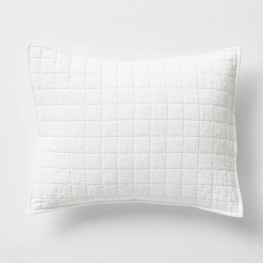 Warm White Belgian Flax Linen Sham Standard