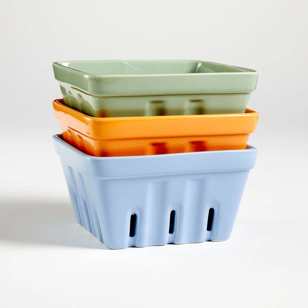Blue Porcelain Berry Box Colander