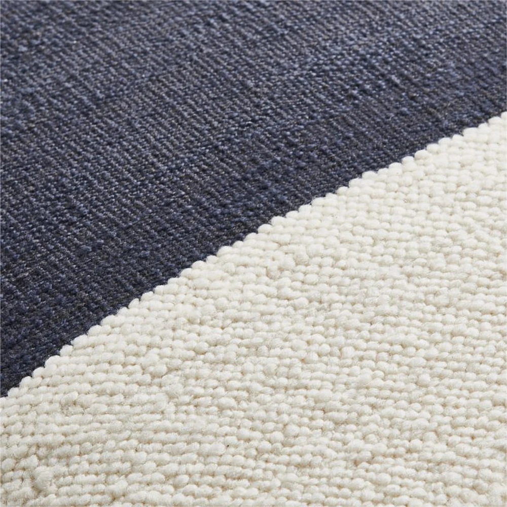 Biella Wool-Cotton Blend Textured 23"x23" Deep Indigo Blue Throw Pillow Cover