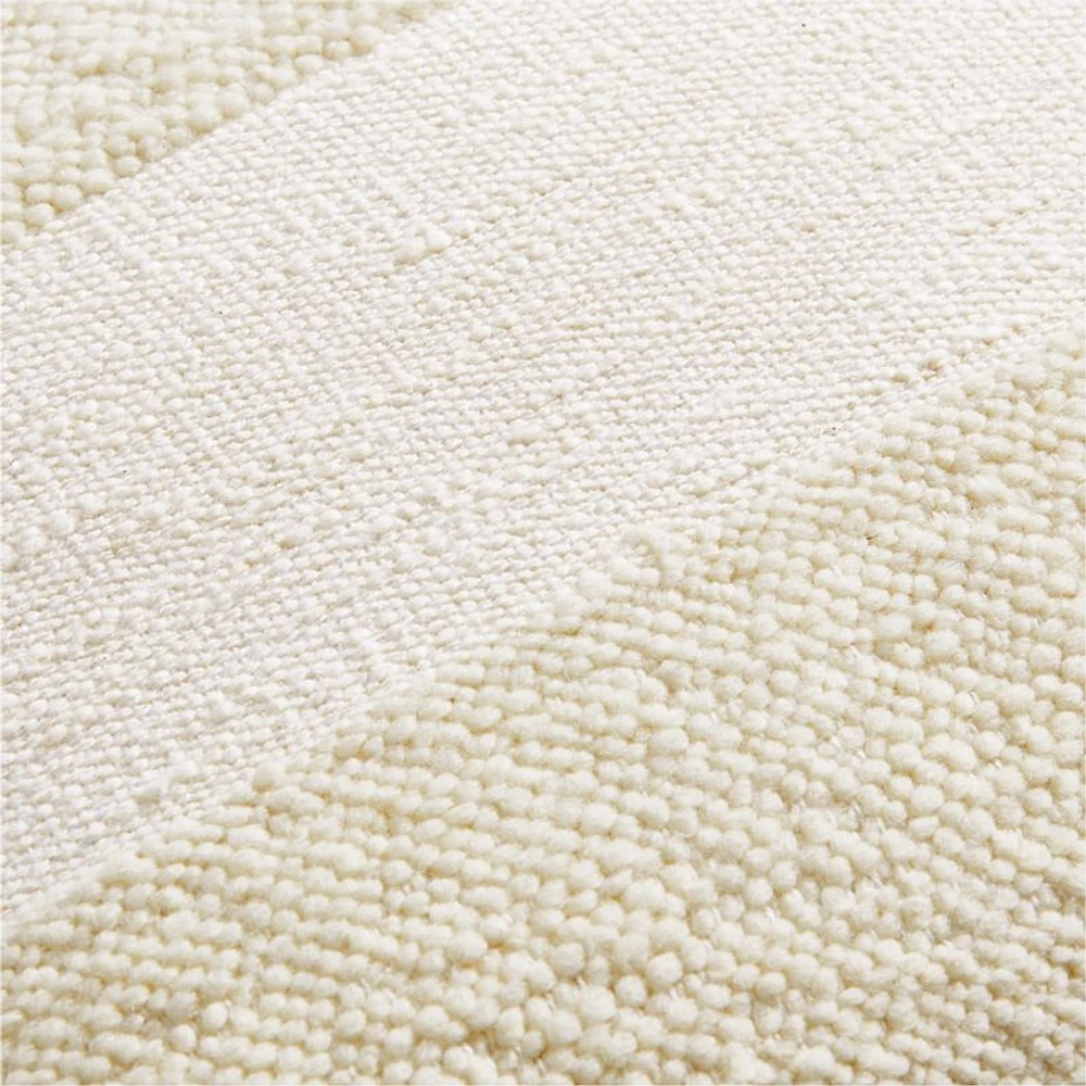 Biella Wool-Cotton Blend Textured 24"x16" Arctic Ivory Throw Pillow Cover