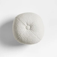 Biella Wool-Cotton Blend Textured Sphere 12x12 Arctic Ivory Throw Pillow