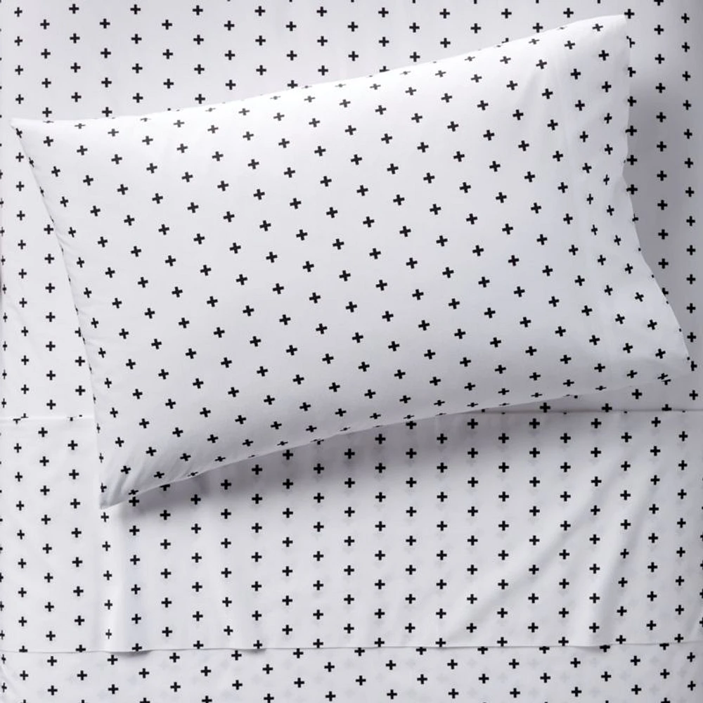 Organic Kids Twin Black Plus Sign Sheet Set