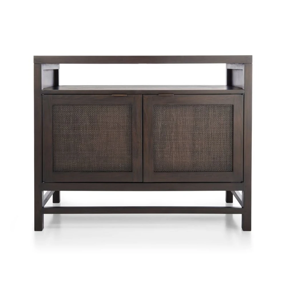 Blake 42" Dark Brown and Rattan Storage Media Console