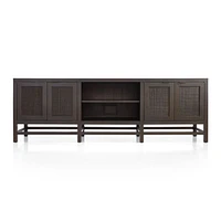 Blake 85" Dark Brown and Rattan Storage Media Console
