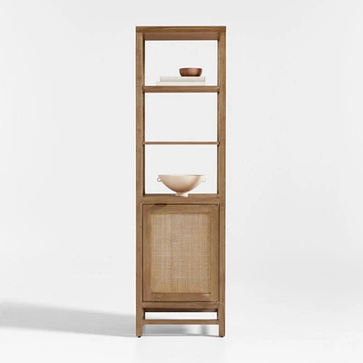 Blake 22" Light Brown Teak and Rattan Tall Storage Cabinet